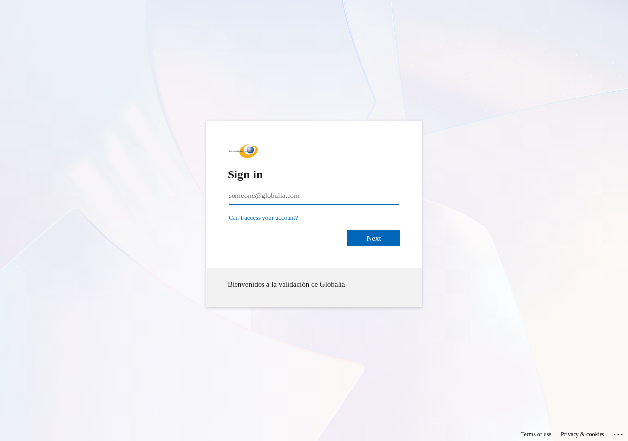 Captura de pantalla del formulario de acceso al Portal del Empleado de Globalia