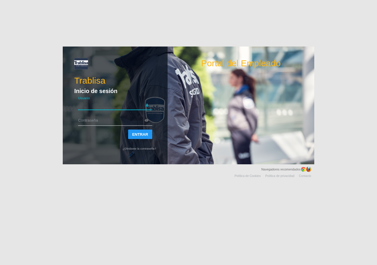 Captura de pantalla del formulario de acceso al Portal del Empleado de Trablisa